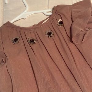 Flowy Mocha mauve Zara girls sz 4 / 104 dress with Floral Accents